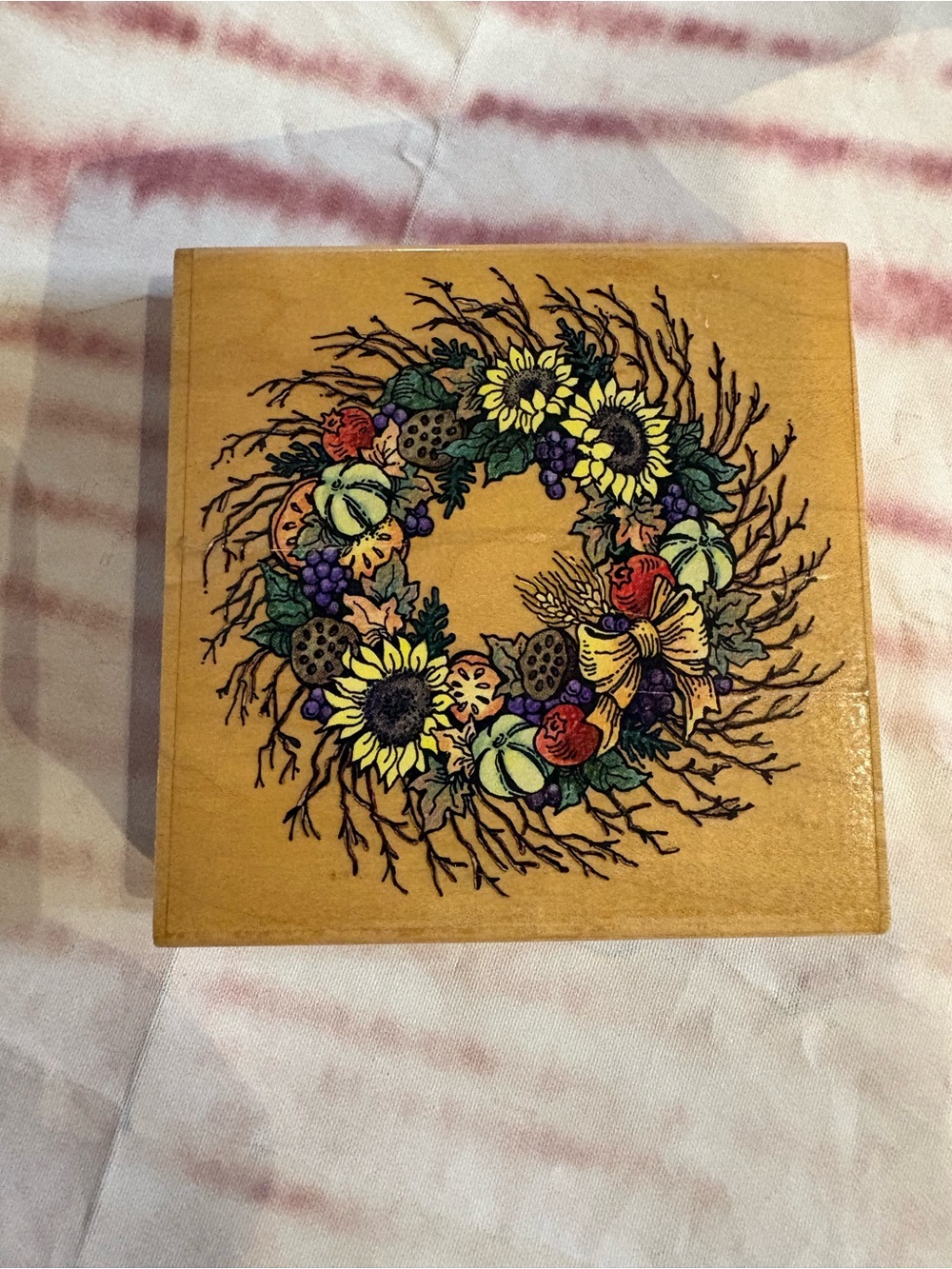 Sunflower Harvest Wreath Wooden Wall Plaque - Yellow